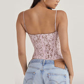 Pink Floral Lace Corset Top